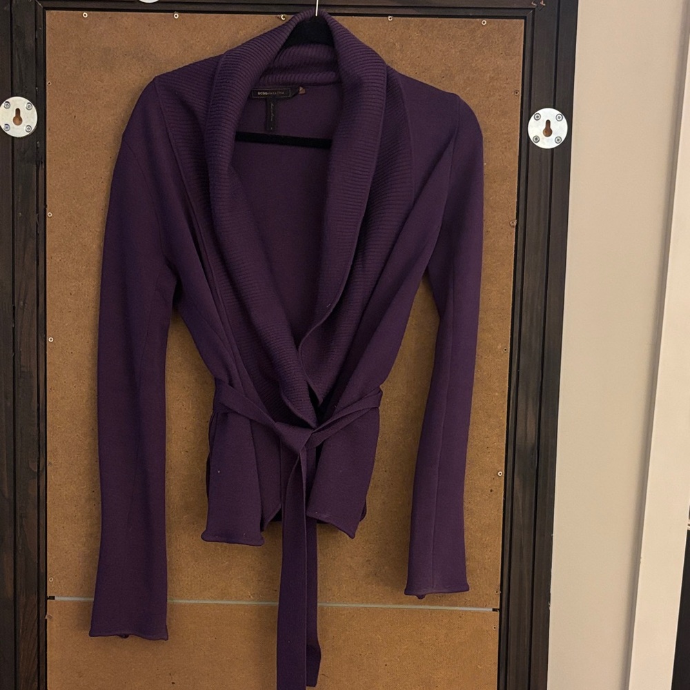 Purple Shawl Collar short cardigan